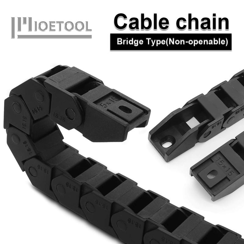 LMioEtool R28 15mm x 15mm(Inner H x Inner W) Black Plastic Cable Wire Carrier Drag Chain 1M Length for CNC, with End Connectors - Bridge Type (Non-openable) - Image 4